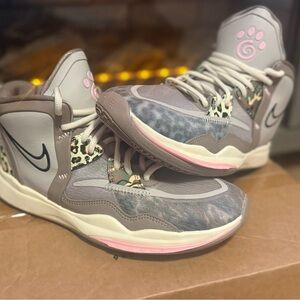 Nike Women's Athletic Shoes in Gray and Pink with Leopard Print